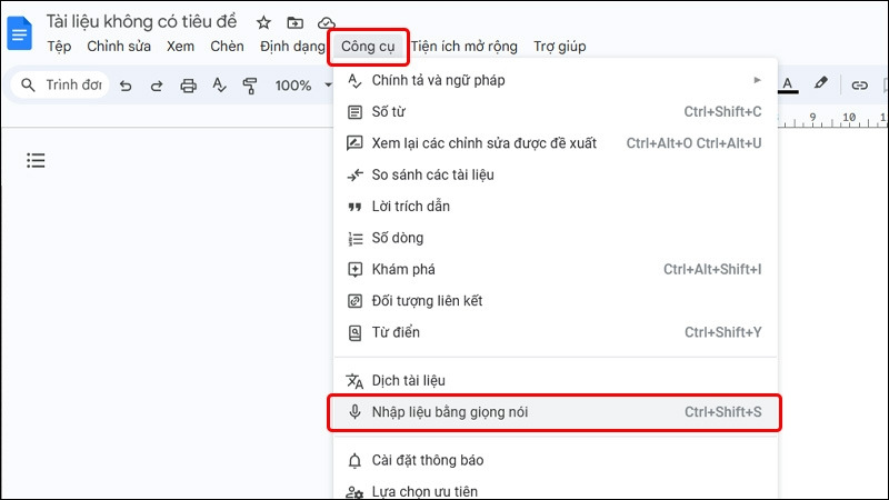 Chuyển giọng nói thành văn bản trên Google Docs